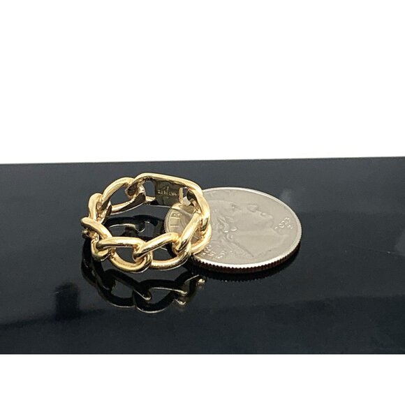 Wedding Band 14k Yellow Gold Ring 6.5mm Wide Curb Chain Estate Jewelry Size 6.5 - Picture 12 of 15